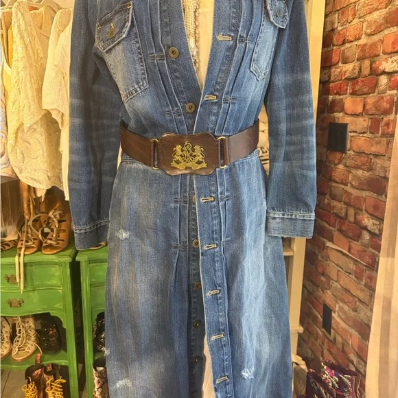 Ralph Lauren Blue Button-Front Maxi Denim Dress - Picture 14 of 16